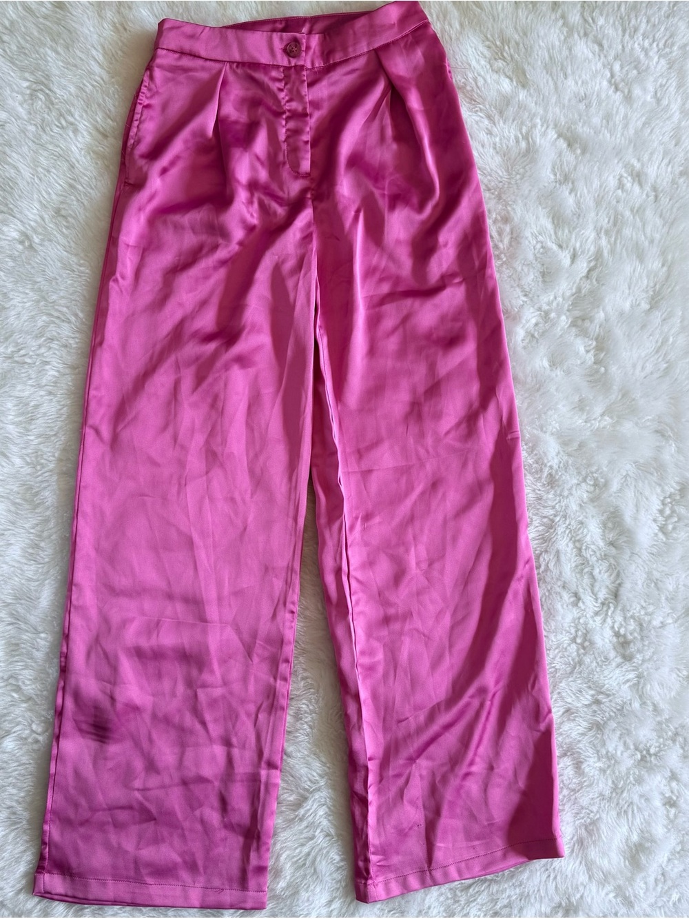 Sincerely Jules satin hot pink wide leg pants - Picture 3 of 6